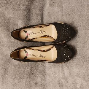 Penny Loves Kenny Leopard and Black Studded Platform Heels